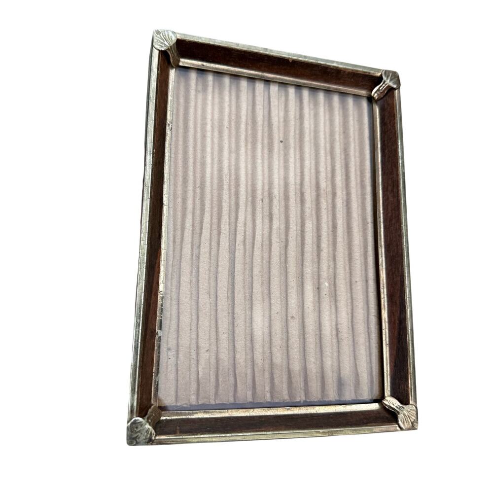 VTG Picture Photo Frame 5x7 Brass Gold Tone Metal Ornate Standing Etched